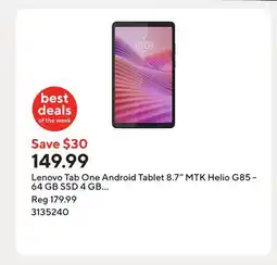 Staples Lenovo Tab One Android Tablet 8.7 MTK Helio G85 - 64 GB SSD 4 GB RAM with Folio Case - Luna Grey offer