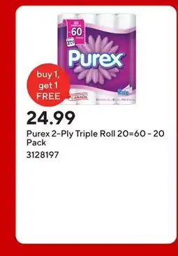 Staples Purex 2-Ply Triple Roll 20= offer