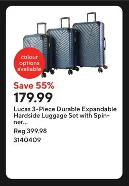 Staples Lucas 3-Piece Durable Expandable Hardside Luggage Set with Spinner Wheels - Blue offer