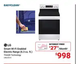 Visions Electronics Smart Wi-Fi Enabled Electric Range (6.3 cu. ft.) offer