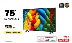 Visions Electronics LG 75 NANO80 4K Smart TV offer