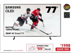 Visions Electronics SAMSUNG OLED 77 NATIVE 120Hz PANEL S84F 4K Smart TV offer