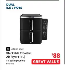 Visions Electronics Stackable 2 Basket Air Fryer (11L) offer