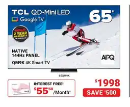 Visions Electronics 65 NATIVE 144Hz PANEL QM9K 4K Smart TV offer