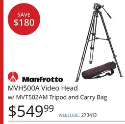 Vistek Manfrotto MVH500A Video Head w/ MVT502AM Tripod and Carry Bag offer