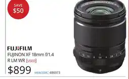 Vistek FUJIFILM FUJINON XF 18mm f/1.4 R LM WR offer