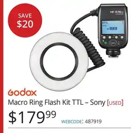Vistek GODOX Macro Ring Flash Kit TTL – Sony offer