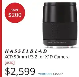 Vistek HASSELBLAD XCD 90mm f/3.2 for X1D Camera offer