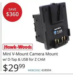 Vistek Hawk-Woods Mini V-Mount Camera Mount w/D-Tap & USB for Z CAM offer