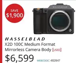 Vistek HASSELBLAD X2D 100C Medium Format Mirrorless Camera Body offer