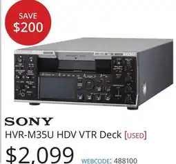 Vistek SONY HVR-M35U HDV VTR Deck offer