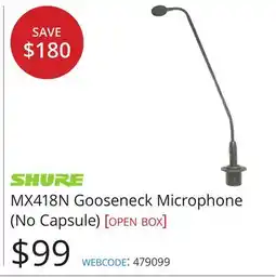 Vistek SHURE MX418N Gooseneck Microphone offer