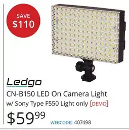 Vistek Legdo CN-B150 LED On Camera Light w/ Sony Type F550 offer