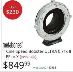 Vistek metabones T Cine Speed Booster ULTRA 0.71x II – EF to X offer