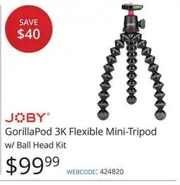 Vistek JOBY GorillaPod 3K Flexible Mini-Tripod w/ Ball Head Kit offer