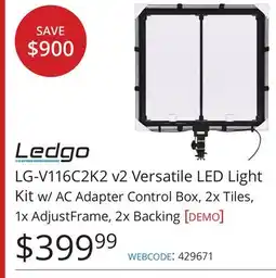 Vistek LG-V116C2K2 v2 Versatile LED Light offer