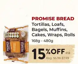 Marche Leo's PROMISE BREAD Tortillas, Loafs, Bagels, Muffins, Cakes, Wraps, Rolls offer