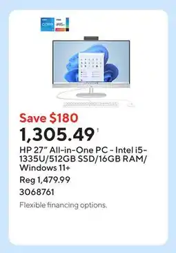 Staples HP 27 All-in-One PC - Intel i5-1335U/512GB SSD/16GB RAM/Windows 11+ offer