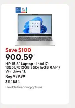 Staples HP 15.6 Laptop - Intel i7-1355U/512GB SSD/16GB RAM/Windows 11 offer