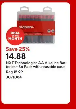 Staples NXT Technologies AA Alkaline Batteries - 36 Pack with reusable case offer