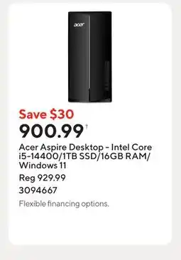 Staples Acer Aspire Desktop - Intel Core i5-14400/1TB SSD/16GB RAM/Windows 11 offer