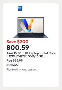 Staples Asus 15.6 FHD Laptop - Intel Core 5 120U/512GB SSD/16GB RAM/Windows 11 Home offer