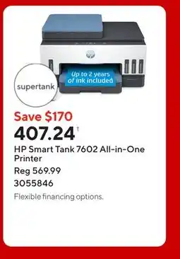 Staples HP Smart Tank 7602 All-in-One Printer offer