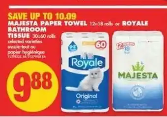No Frills Majesta Paper Towel Royale Bathroom Tissue offer