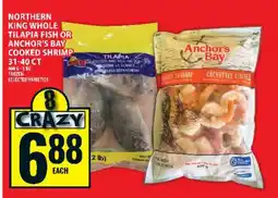 Food Basics Northern King Whole Tilapia Fish or Anchor's Bay Cooked Shrimp offer