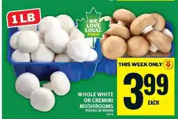 Food Basics WHOLE WHITE OR CREMINI MUSHROOMS offer
