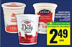 Food Basics Hans Dahi, Phoenicia or Cedar Yogurt offer