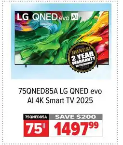 2001 Audio Video 75QNED85A LG 75 QNED evo AI 4K Smart TV 2025 offer