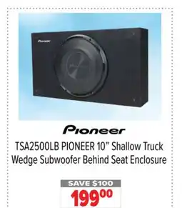 2001 Audio Video TSA2500LB PIONEER 10 Shallow Truck Wedge Subwoofer Behind Seat Enclosure offer