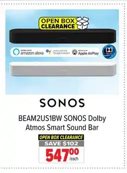 2001 Audio Video BEAM2US1BW SONOS Dolby Atmos Smart Sound Bar offer