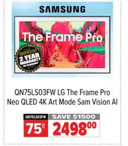 2001 Audio Video QN75LS03FW 75 LG The Frame Pro Neo QLED 4K Art Mode Sam Vision AI offer