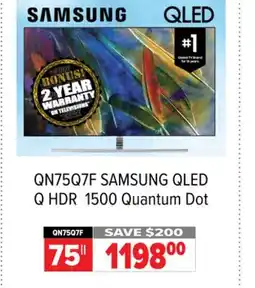 2001 Audio Video QN75Q7F SAMSUNG 75 QLED Q HDR 1500 Quantum Dot offer