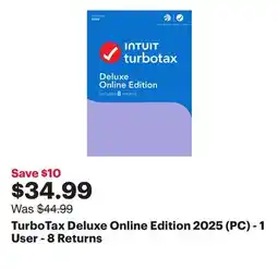 Best Buy TurboTax Deluxe Online Edition 2025 (PC) - 1 User - 8 Returns offer