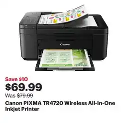 Best Buy Canon PIXMA TR4720 Wireless All-In-One Inkjet Printer offer
