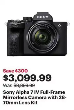Best Buy Sony Alpha 7 IV Full-Frame Mirrorless Camera with 28-70mm Lens Kit offer
