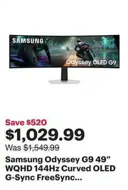 Best Buy Samsung Odyssey G9 49 WQHD 144Hz Curved OLED G-Sync FreeSync Gaming Monitor (LS49DG912SNXZA) offer