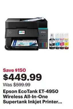 Best Buy Epson EcoTank ET-4950 Wireless All-In-One Supertank Inkjet Printer - Black - Only at Best Buy offer