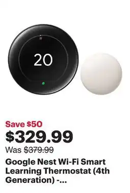 Best Buy Google Nest Wi-Fi Smart Learning Thermostat (4th Generation) - Polished Obsidian offer