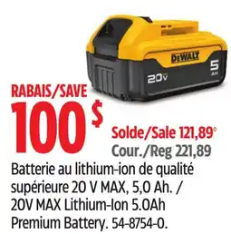 Canadian Tire 20V MAX Lithium-Ion 5.0Ah Premium Battery offer