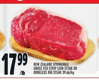 Metro New Zealand Springvale Grass Fed Strip Loin Steak or Boneless Rib Steak offer
