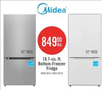 The Brick Midea 18.7 Cu. Ft. Bottom-Freezer Refrigerator - MRB19B7AST offer