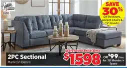 Surplus Furniture Marleton Denim 2-Piece Left Chaise Sectional offer