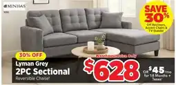 Surplus Furniture Lyman Grey 2-Piece Sectional offer