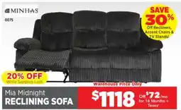 Surplus Furniture Mia Midnight Reclining Sofa offer