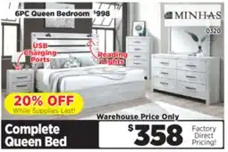 Surplus Furniture Derby Rustic White Queen Bed with Lights offer