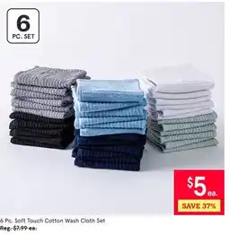Kitchen Stuff Plus 6 Pc. Soft Touch Cotton Wash Cloth Set offer